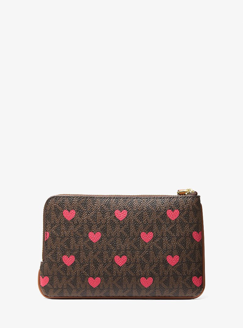 Jet Set Travel Small Printed Signature Logo Wristlet in BROWN | Michael Kors