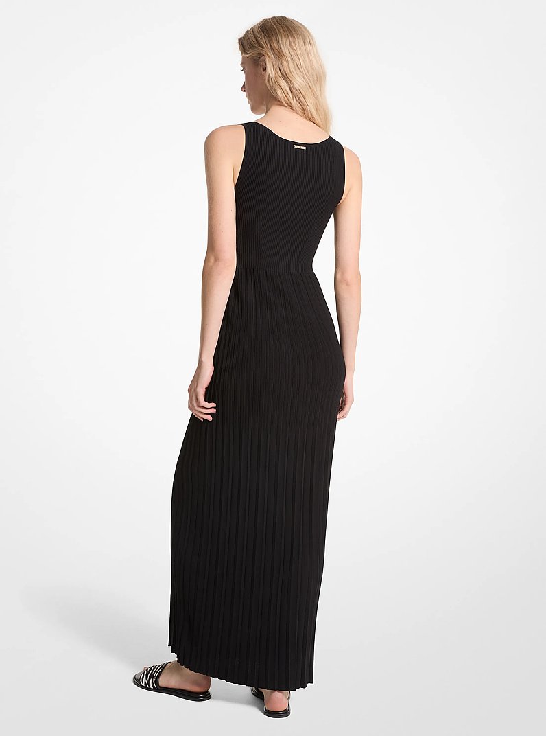 Robe longue en tricot extensible c&ocirc;tel&eacute; in NOIR | Michael Kors