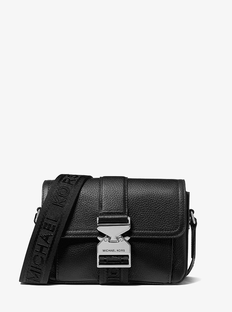 Hudson Pebbled Leather Crossbody Bag in BLACK | Michael Kors