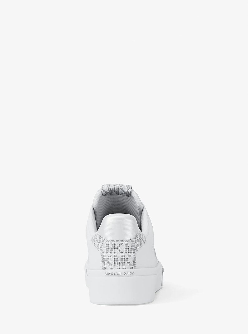 Sneaker Dane in pelle con stampa logo in BIANCO BRILLANTE | Michael Kors
