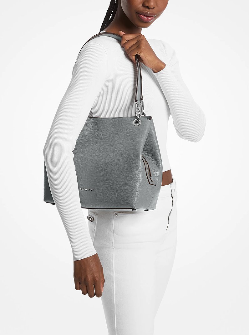 Kensington Large Pebbled Leather Tote Bag in STORM | Michael Kors