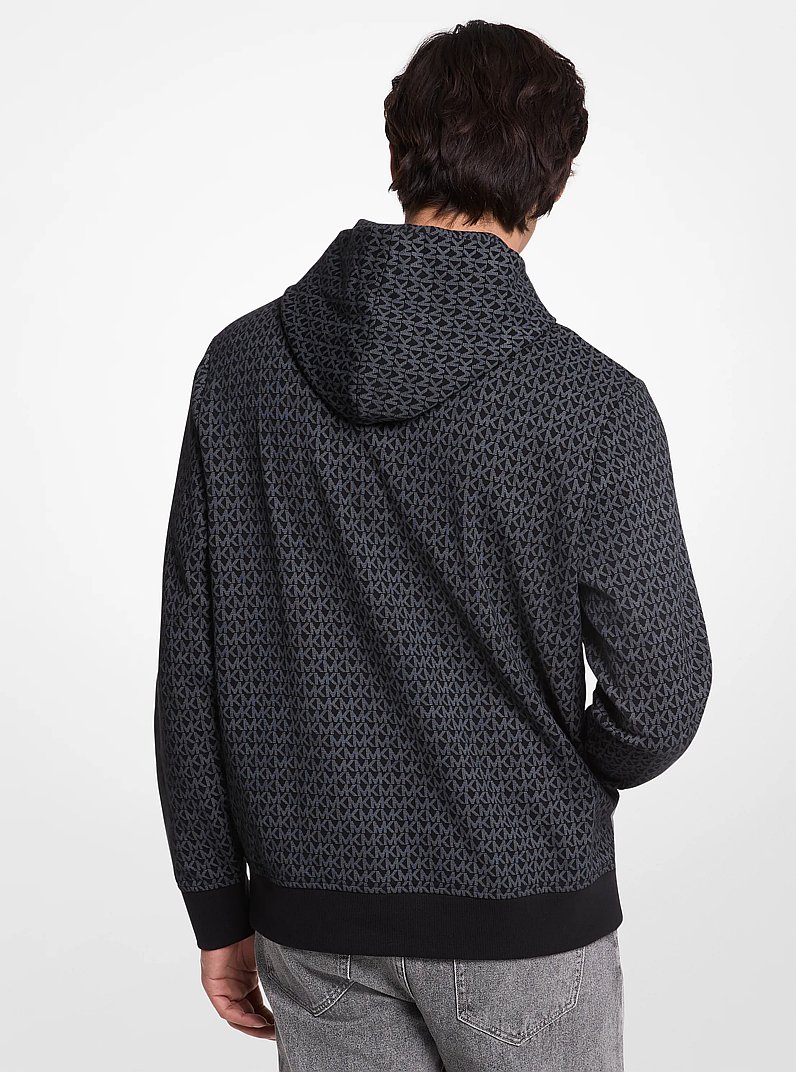 Signature Logo Cotton Blend Hoodie in BLACK | Michael Kors