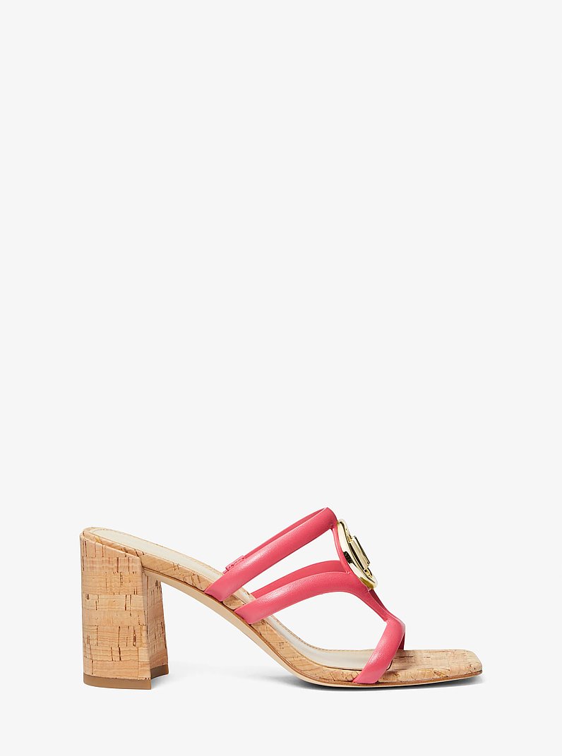 Sandale Hampton &agrave; talon en cuir in G&Eacute;RANIUM | Michael Kors