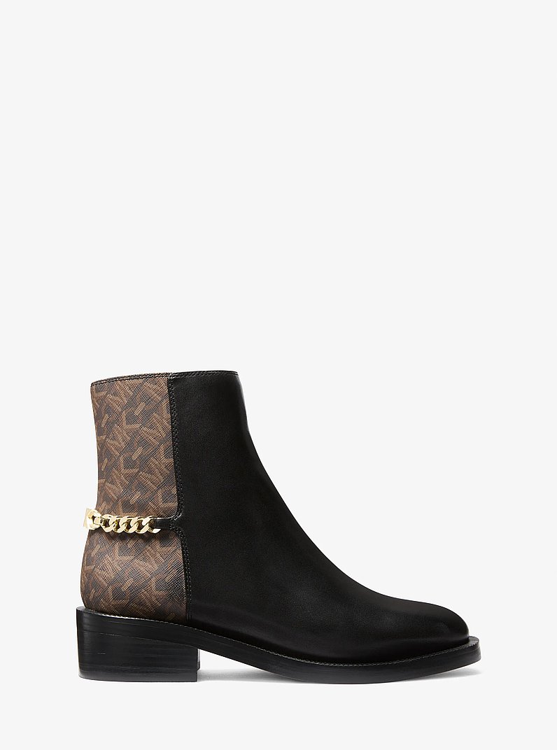Carlisle Leather and Empire Monogram Ankle Boot