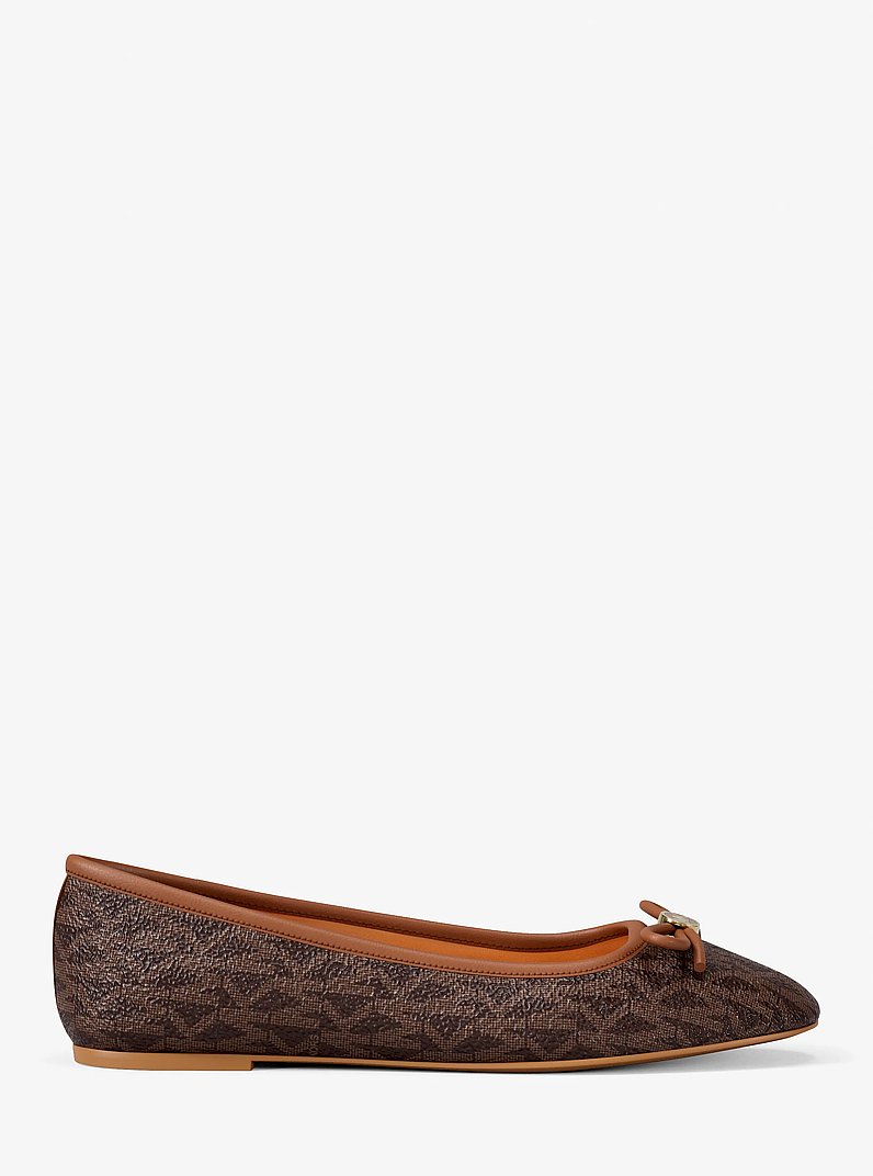 Savannah Signature Logo Ballet Flat in BROWN | Michael Kors