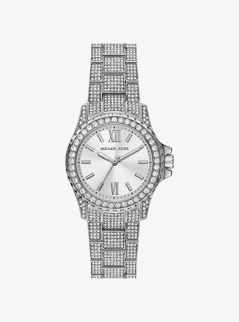 Mini Everest Pav&eacute; Silver-Tone Watch in SILVER | Michael Kors
