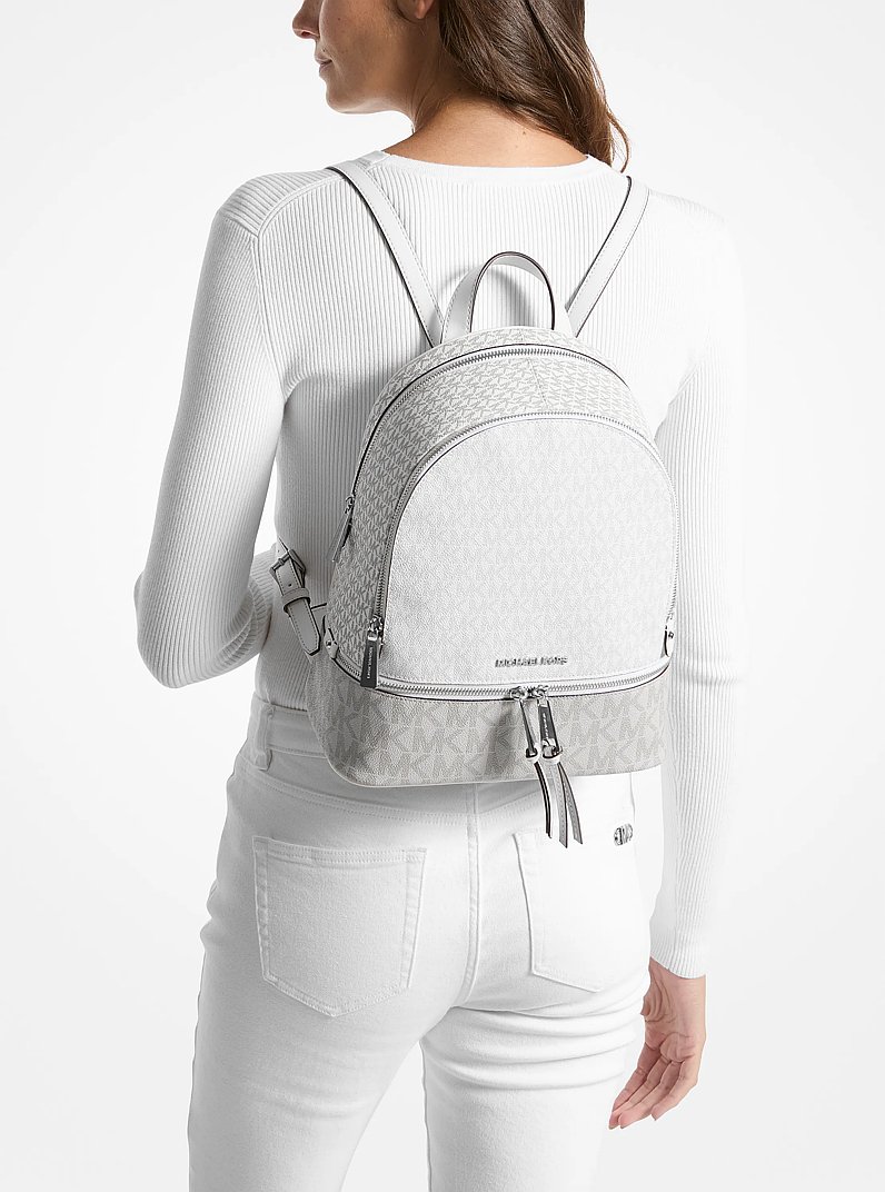 Rhea Medium Color-Block Logo Backpack in OPT/ALLUM | Michael Kors