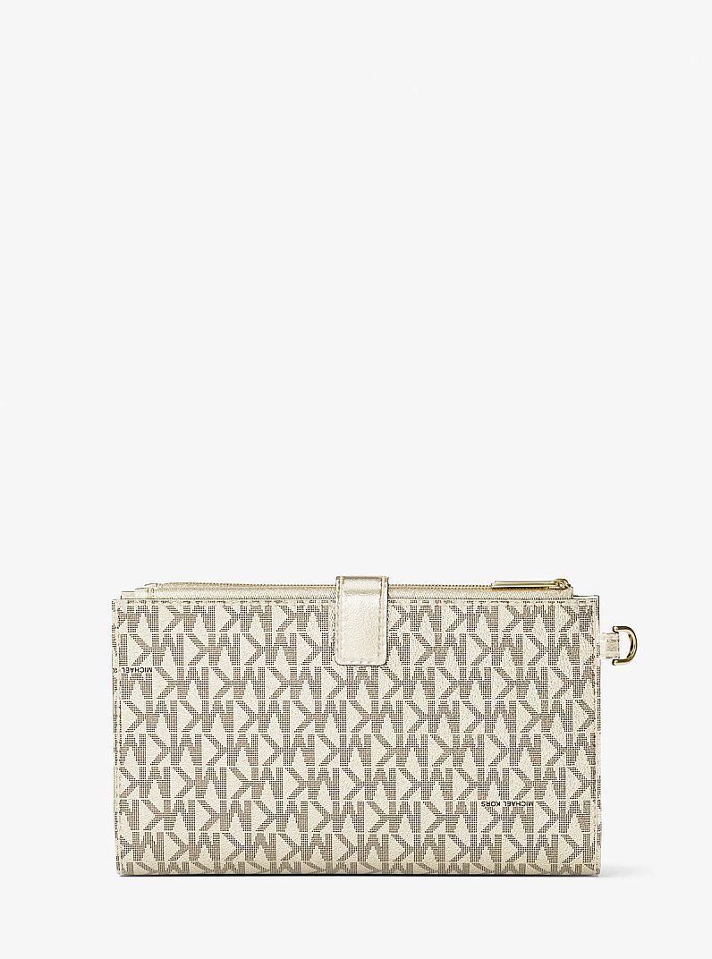 Jet Set Travel Large Signature Logo Wristlet in PALE GOLD | Michael Kors
