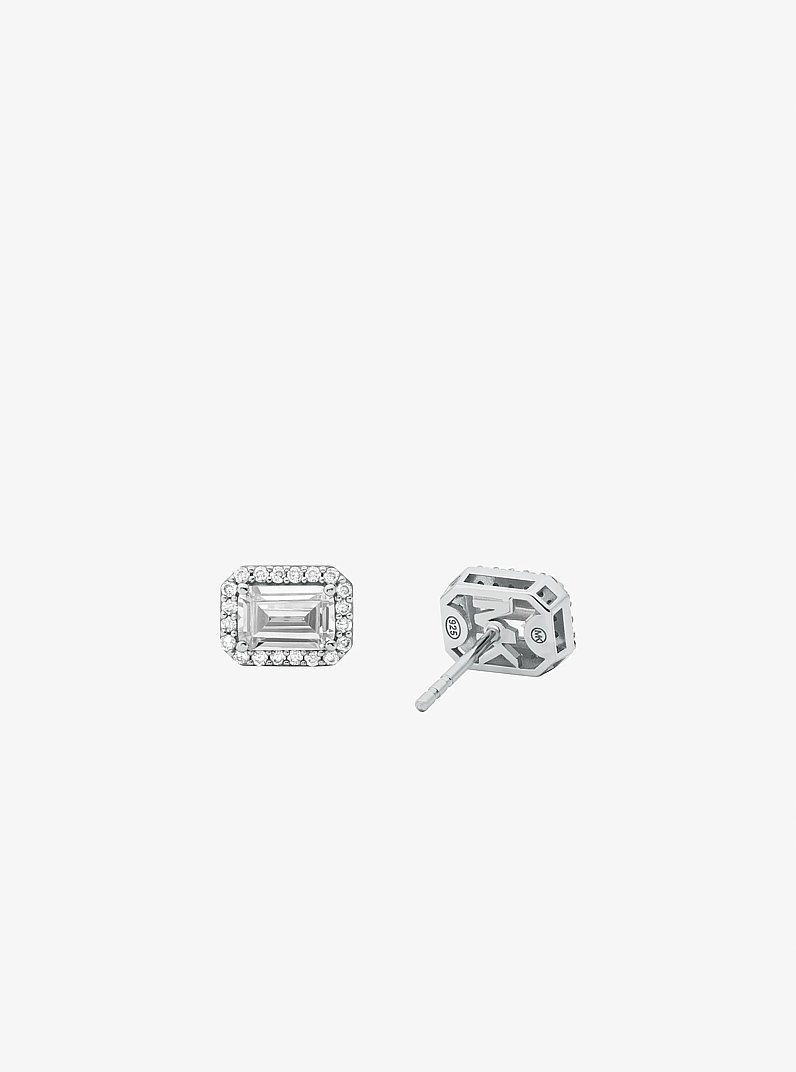Clous d&rsquo;oreilles Halo &agrave; placage en m&eacute;tal pr&eacute;cieux et &agrave; pav&eacute; in ARGENT | Michael Kors