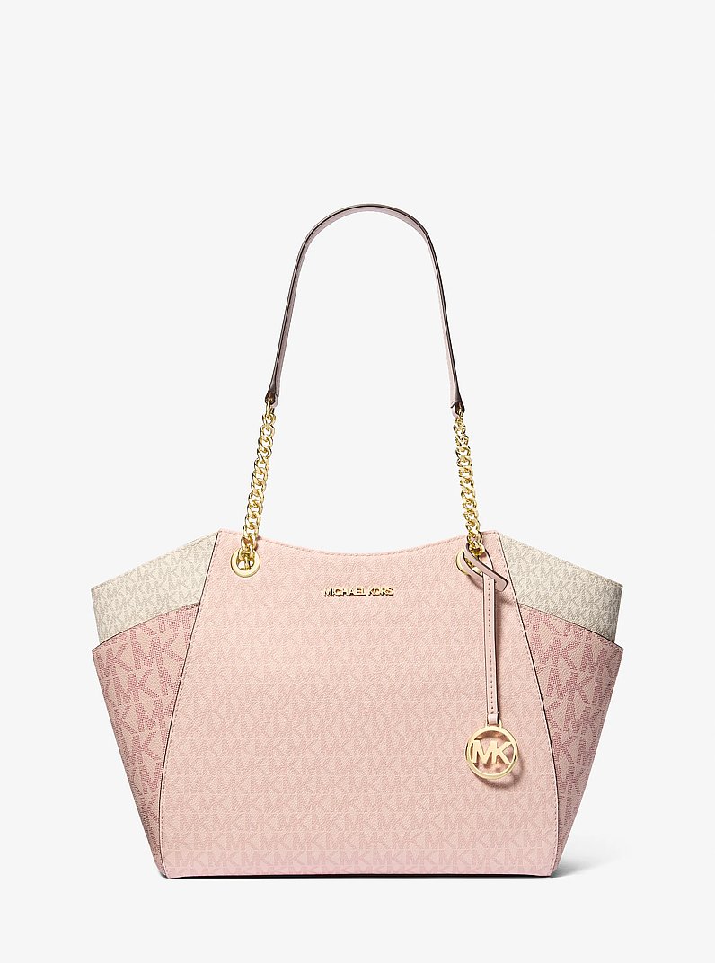Jet Set Large Color-Block Signature Logo Tote Bag in PWD BLSH MLT | Michael Kors