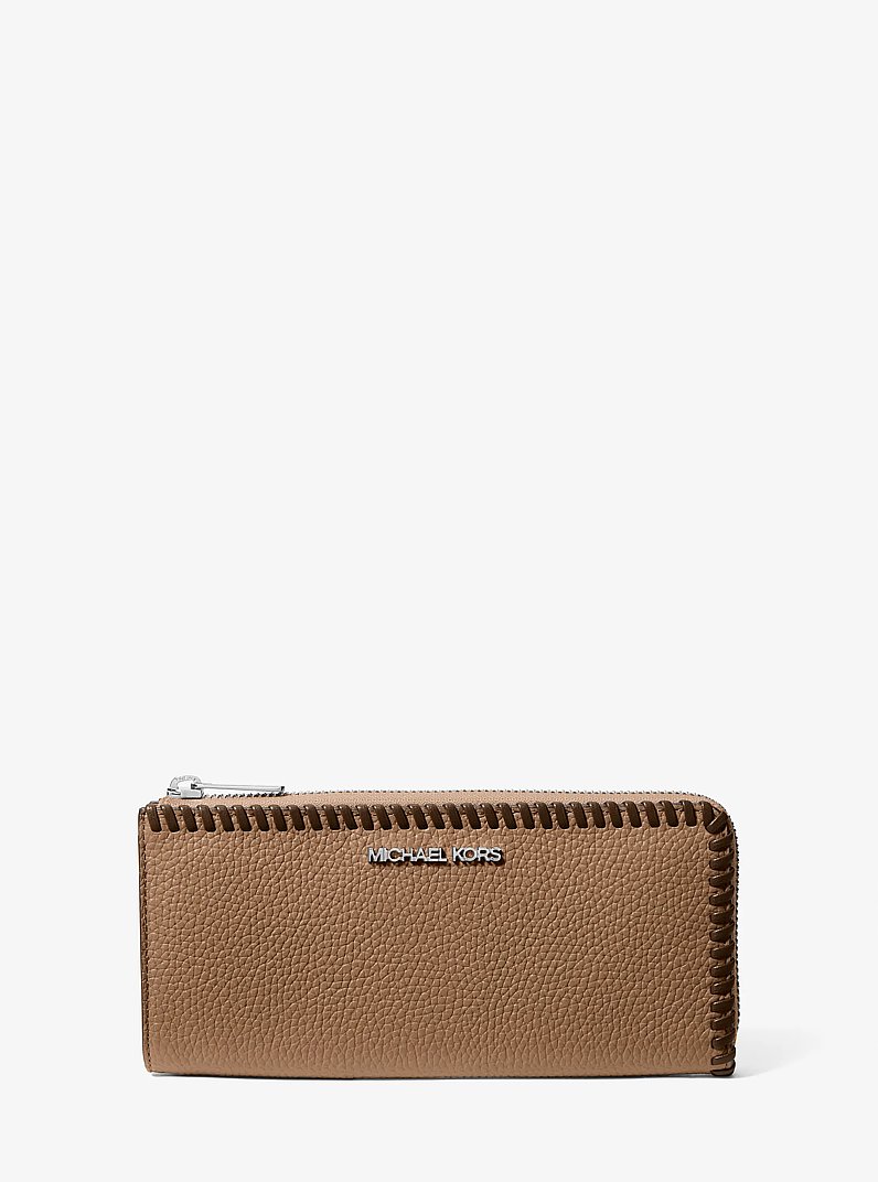 Jet Set Large Pebbled Leather Quarter-Zip Wallet in MADERA FLOTANTE MULTICOLOR | Michael Kors
