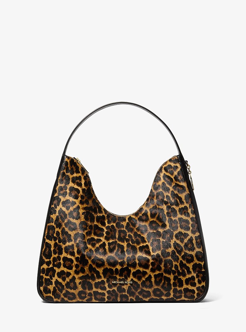 Nayla Medium Leopard Print Calf Hair Shoulder Bag in BUTTERSCOTCH | Michael Kors