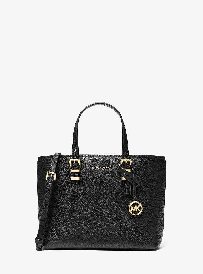 Quinn Small Pebbled Leather Convertible Crossbody Bag in BLACK | Michael Kors