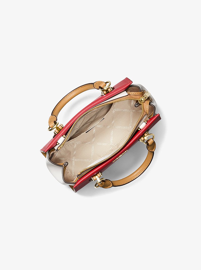 Marilyn Small Color-Block Saffiano Leather Crossbody Bag in LACQUER RED MULTI | Michael Kors