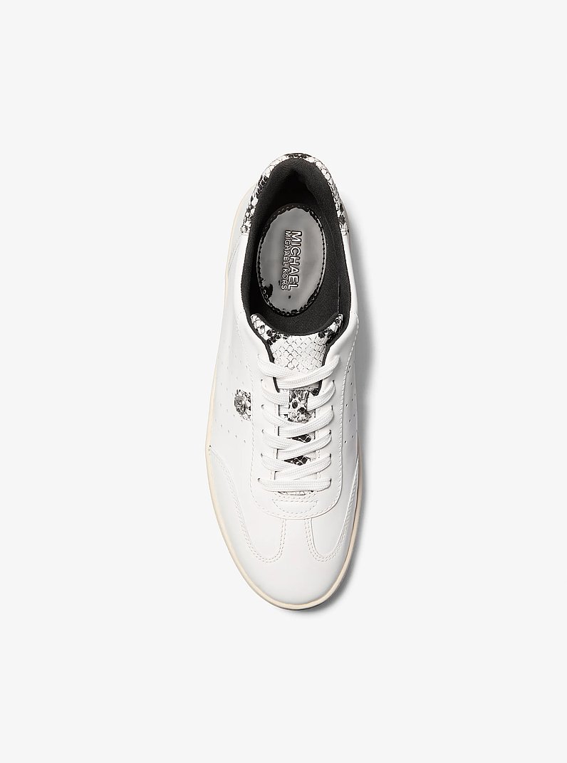 Scotty Snake Embossed Leather Sneaker in ALUMINUM | Michael Kors
