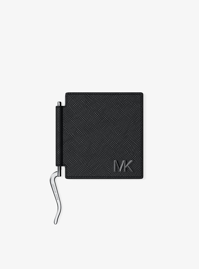 Porta carte di credito Edison in pelle antigraffio con fermasoldi in NERO | Michael Kors