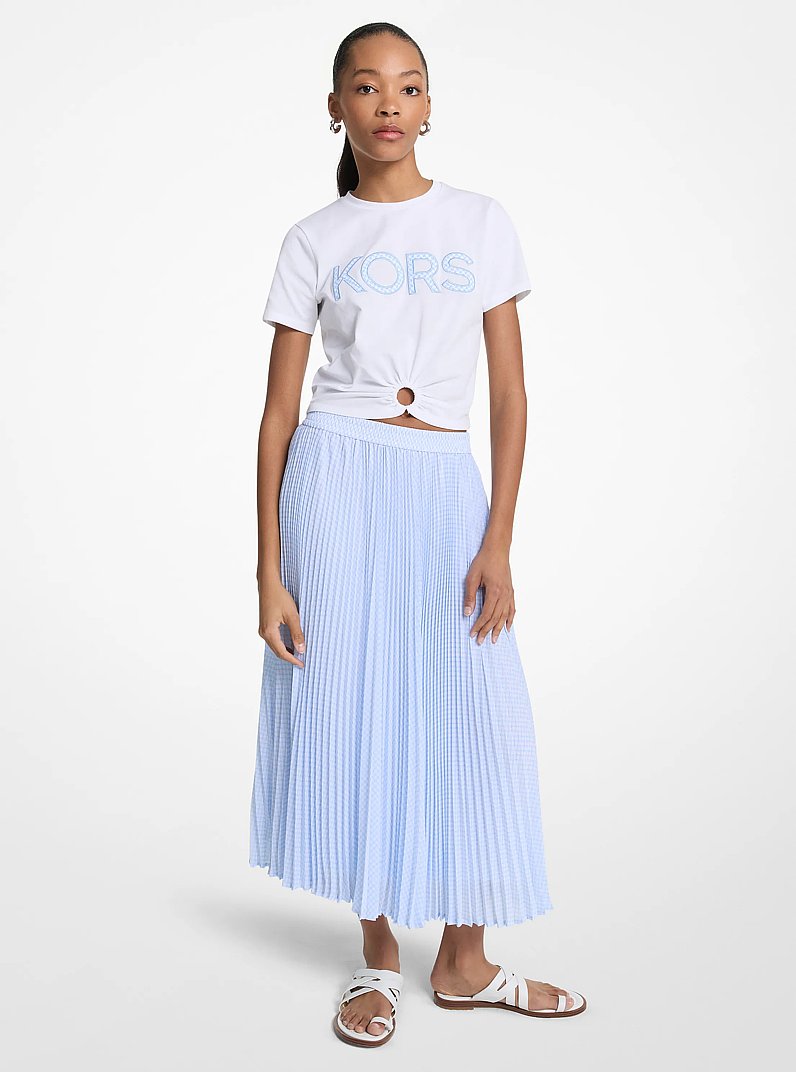 Pleated Georgette Midi Skirt in SHOREBLUE | Michael Kors