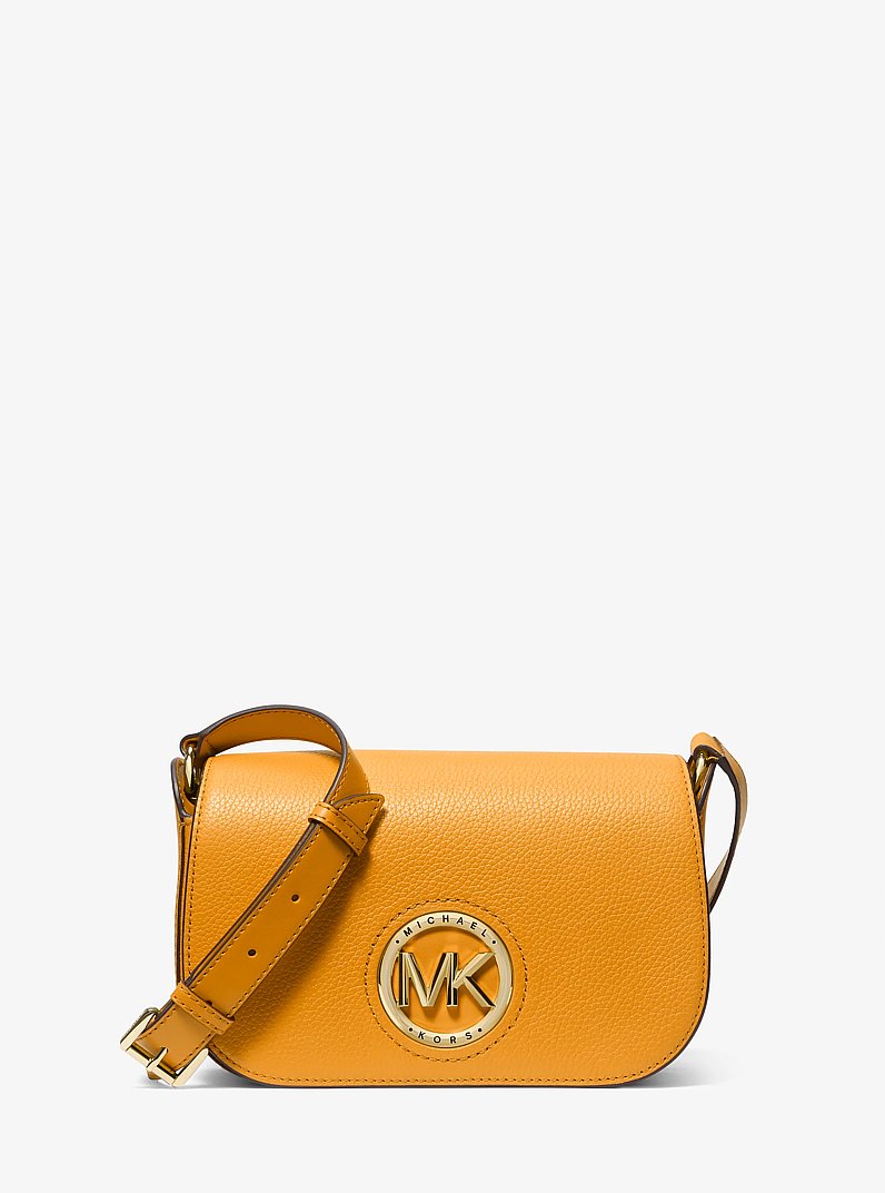 Samira Small Pebbled Leather Messenger Bag in SUN | Michael Kors