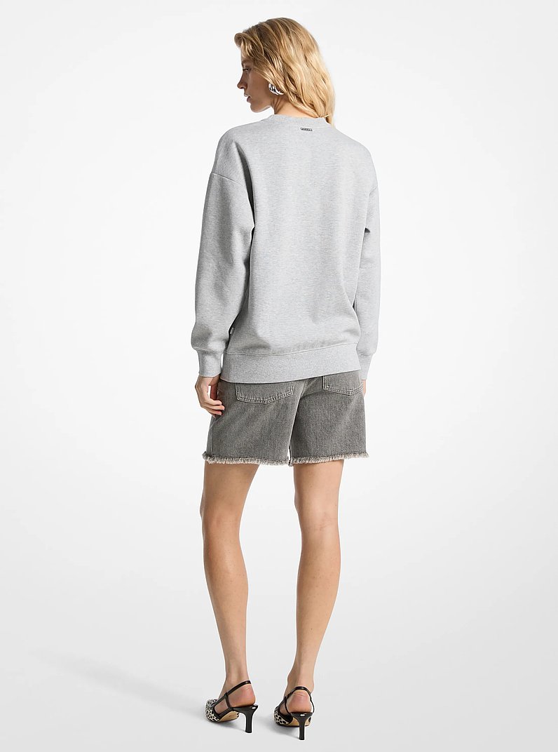 Embossed Logo Crewneck Sweater in HEATHER GREY | Michael Kors
