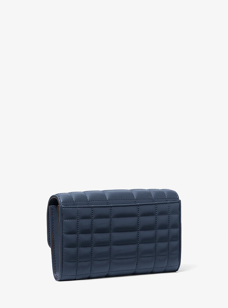 Tribeca Leather Convertible Crossbody Bag in NAVY | Michael Kors