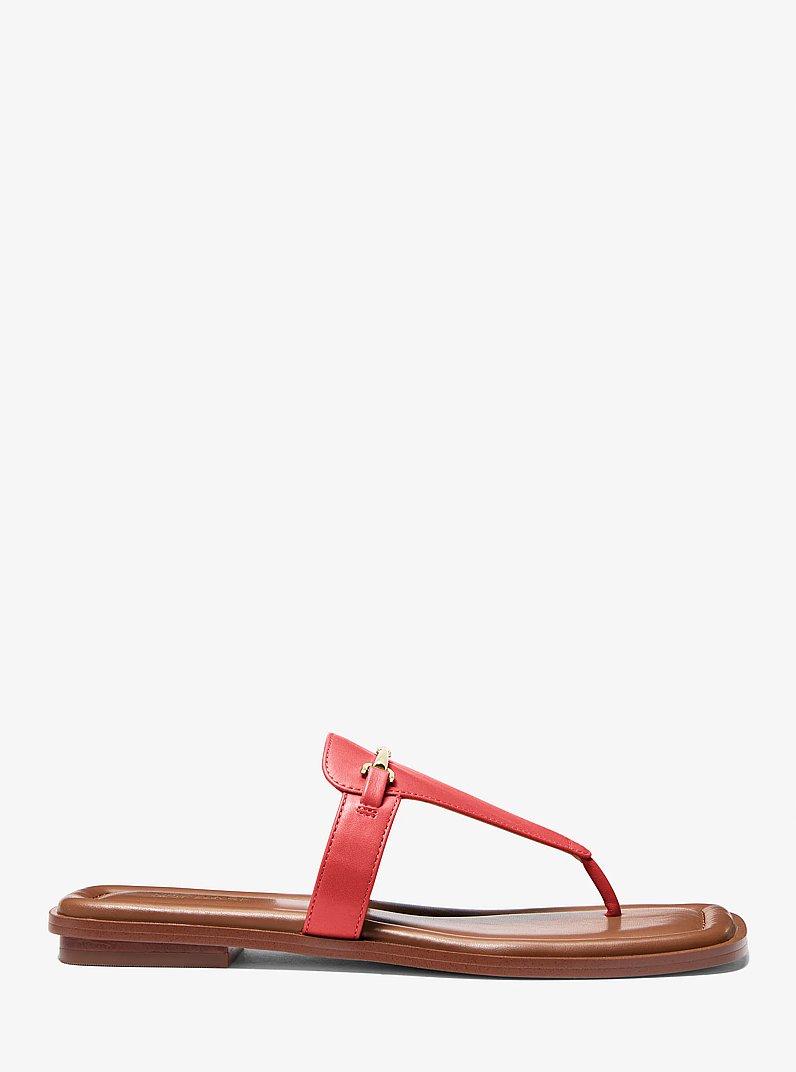 Sandalia Lena de piel con tira en T in SIENA QUEMADO | Michael Kors