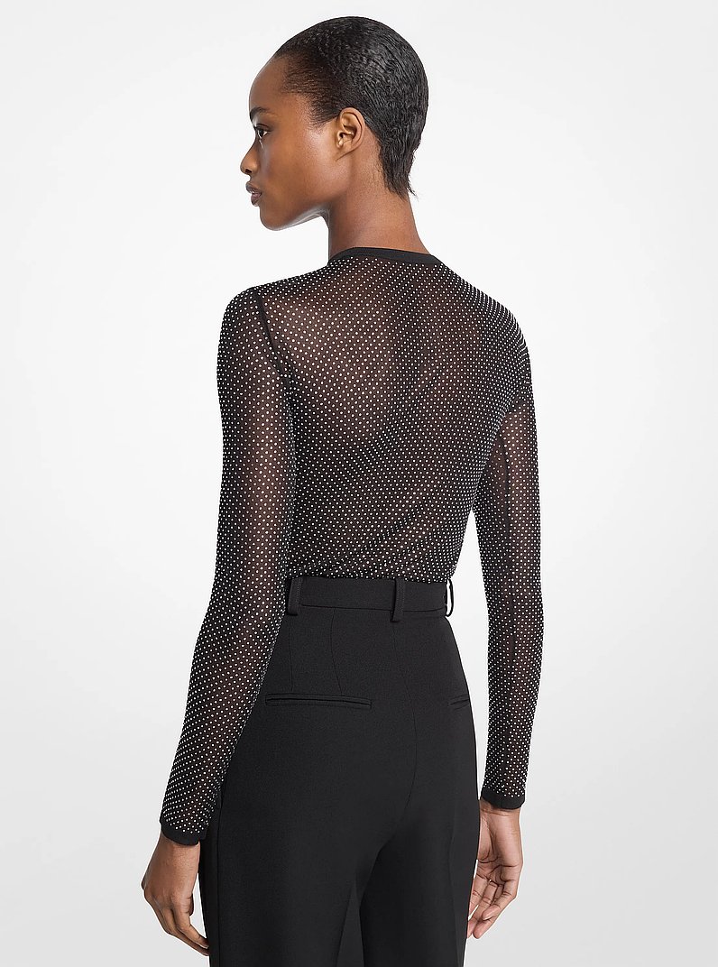 Body de viscosa con adornos de cristales in NEGRO | Michael Kors