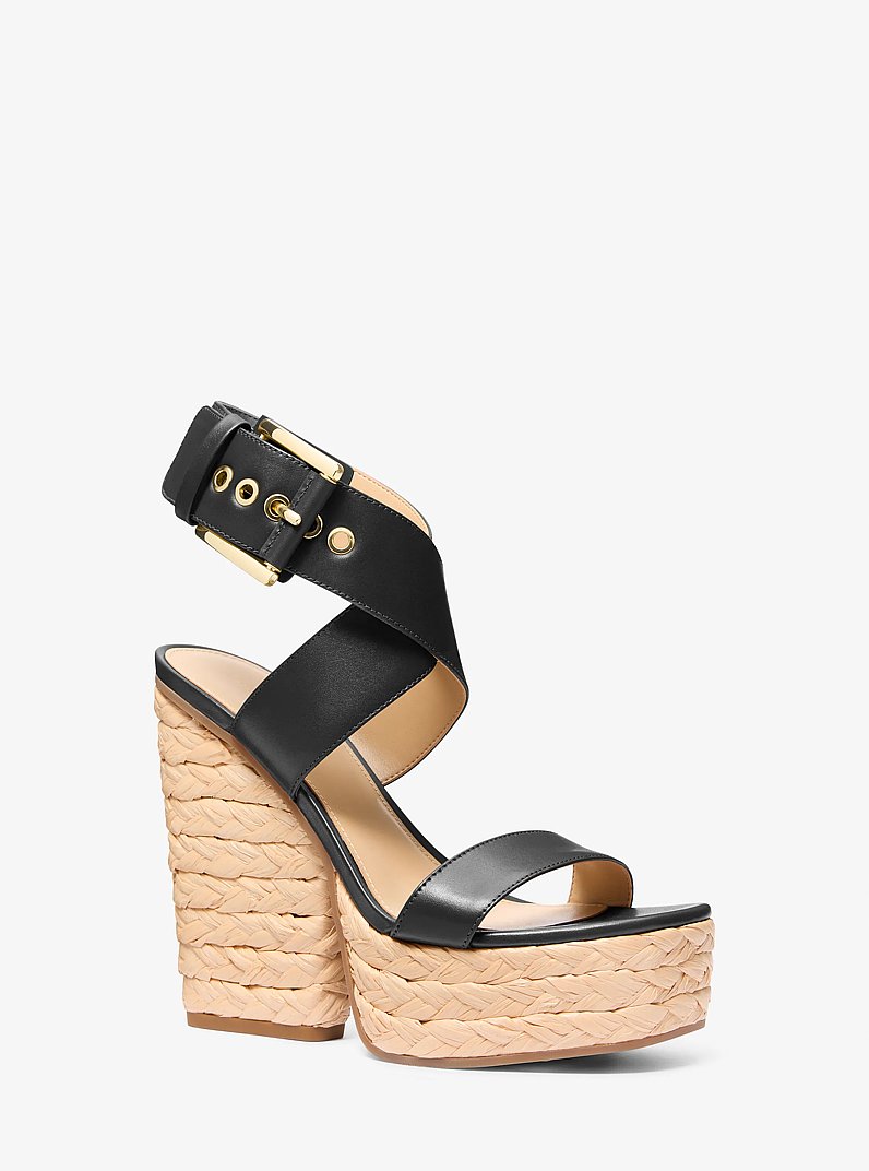 Sandale &agrave; plateforme Rhoda en cuir in NOIR | Michael Kors