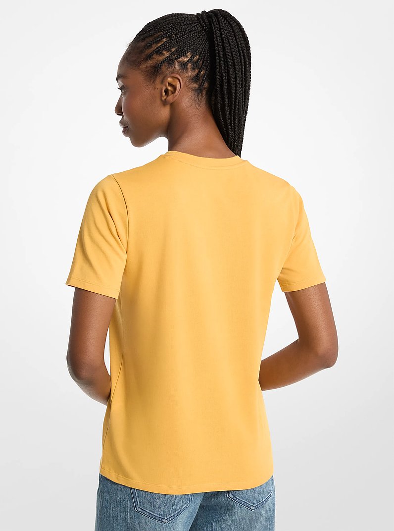 Studded Logo Charm Organic Cotton Jersey T-Shirt in HONEYWHEAT | Michael Kors