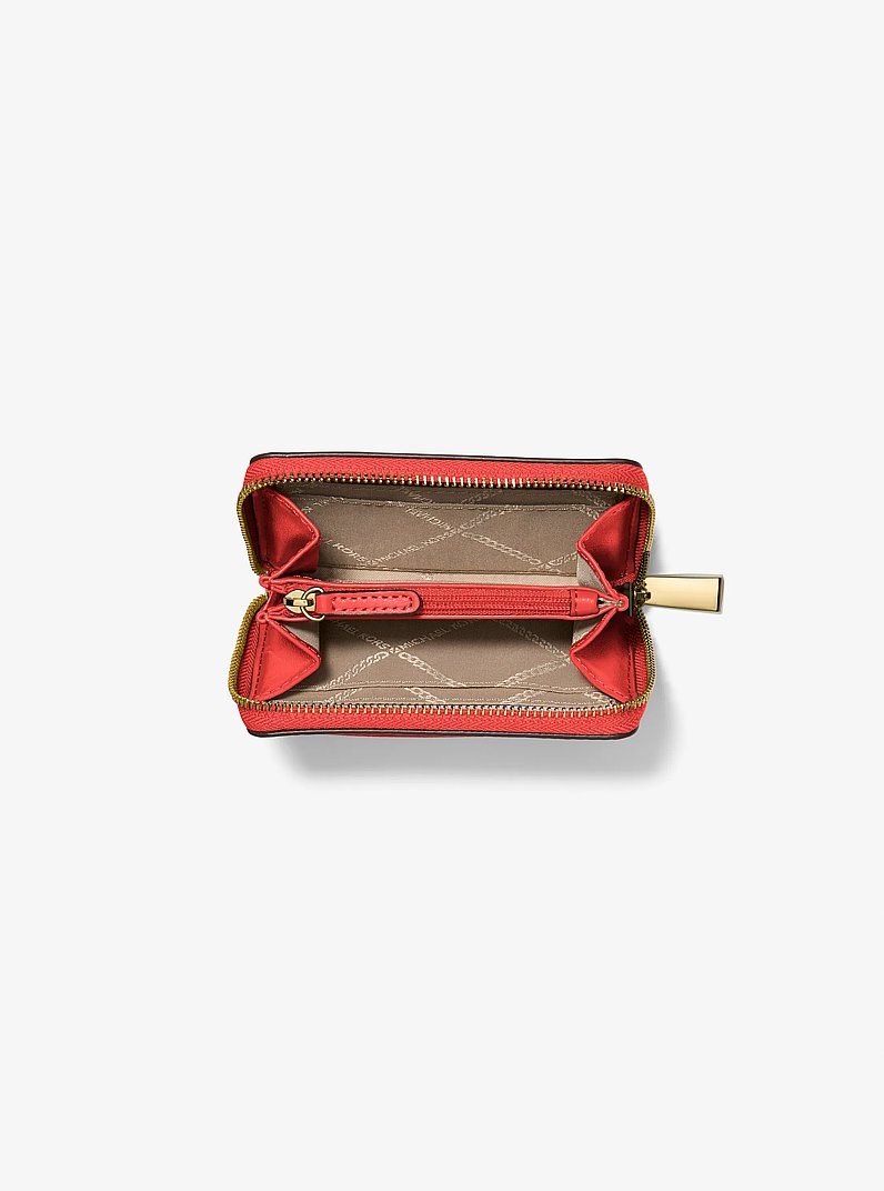 Jet Set Small Pebbled Leather Zip-Around Card Case in BURNT SIENNA | Michael Kors