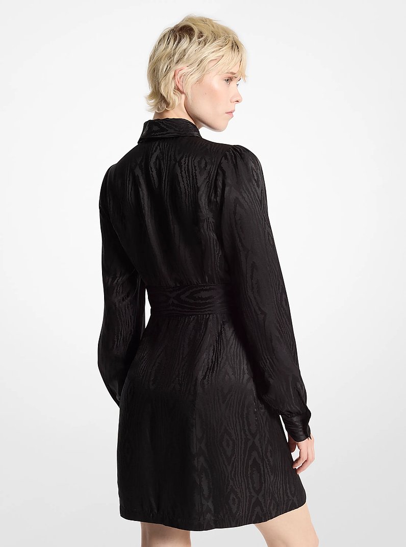 Moir&eacute; Tie-Neck Dress in BLACK | Michael Kors