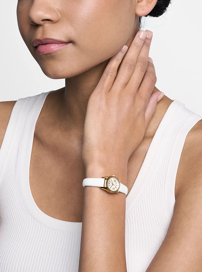 Micro Lexington Leather Watch in OPTIC WHITE | Michael Kors