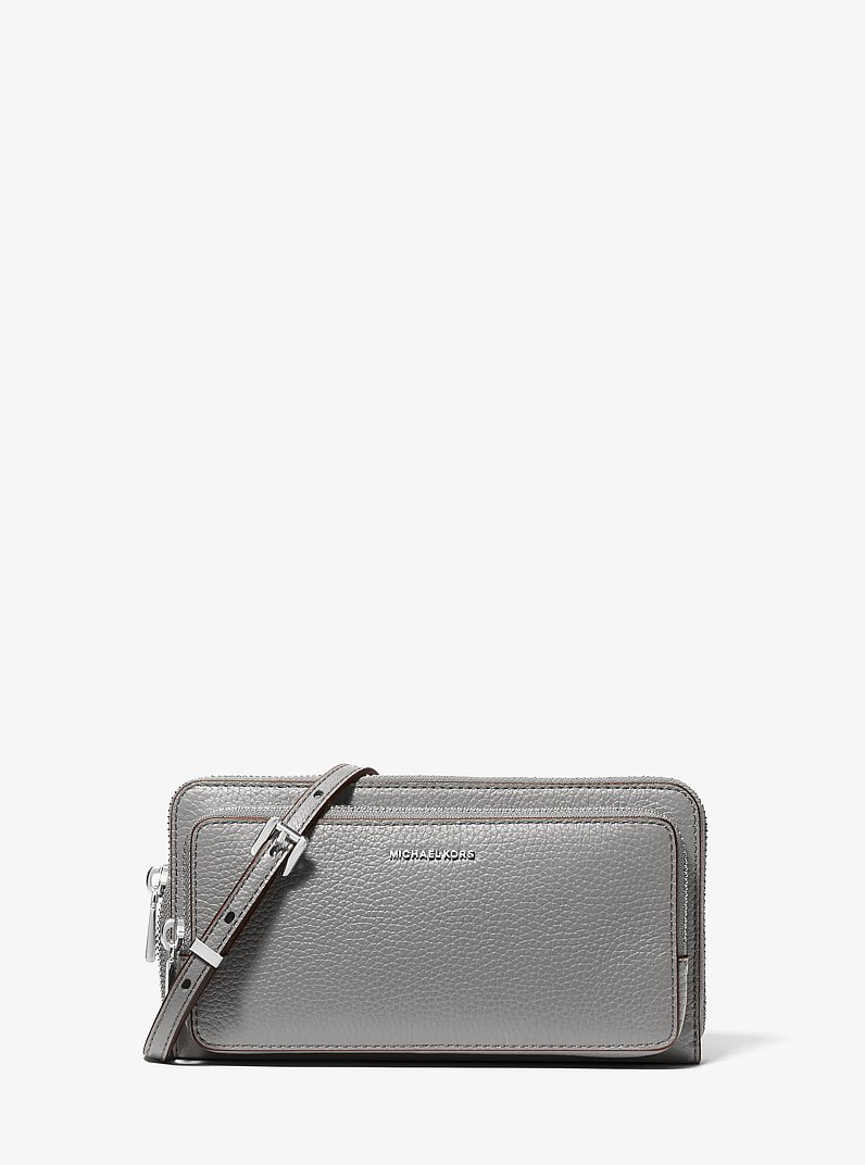 Jet Set Large Pebbled Leather Crossbody Bag in STORM | Michael Kors