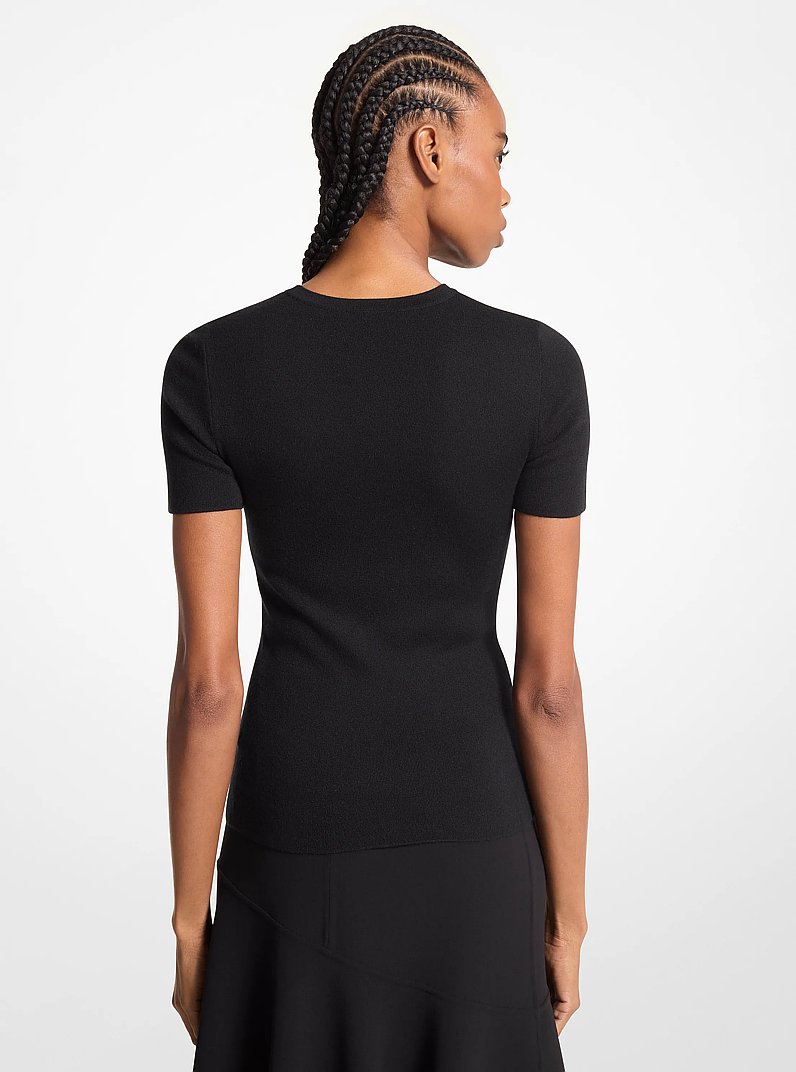 Cashmere Short-Sleeve Sweater in BLACK | Michael Kors