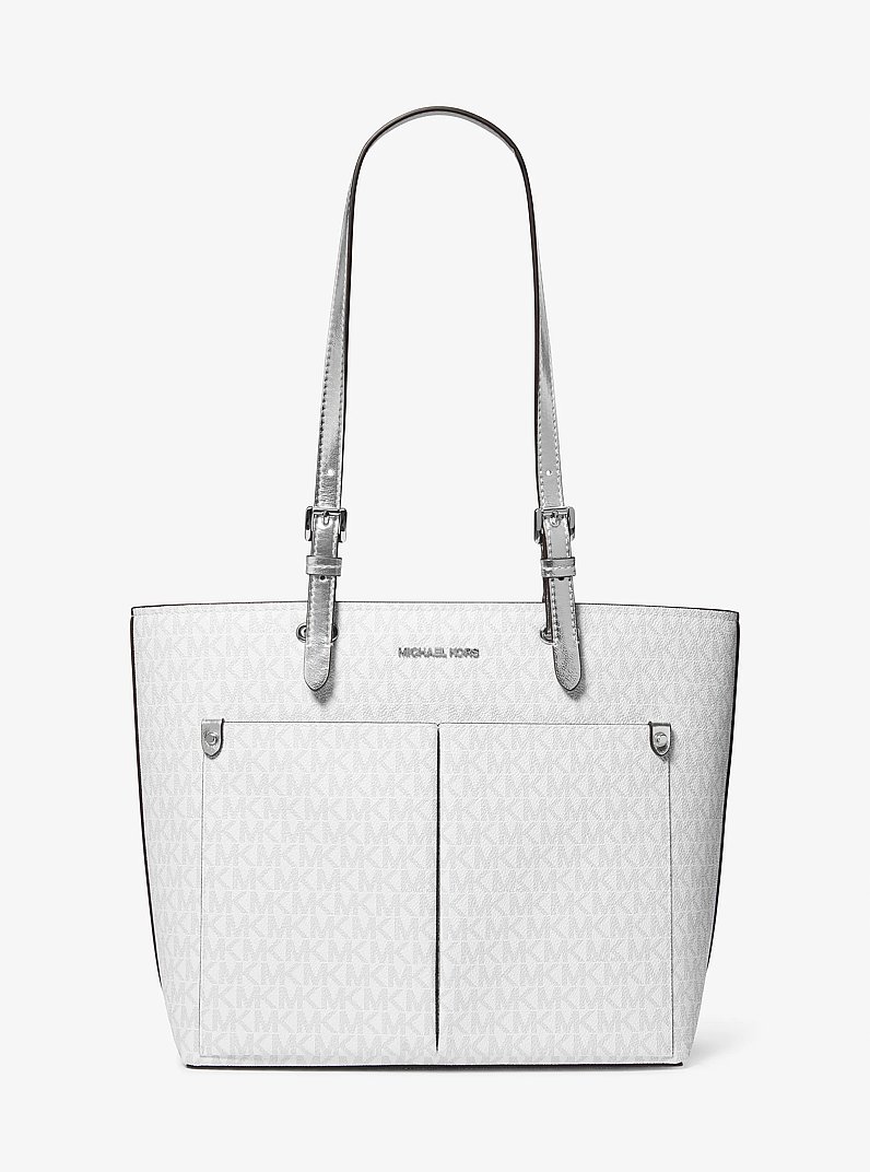 Jet Set Medium Signature Logo Pocket Tote Bag