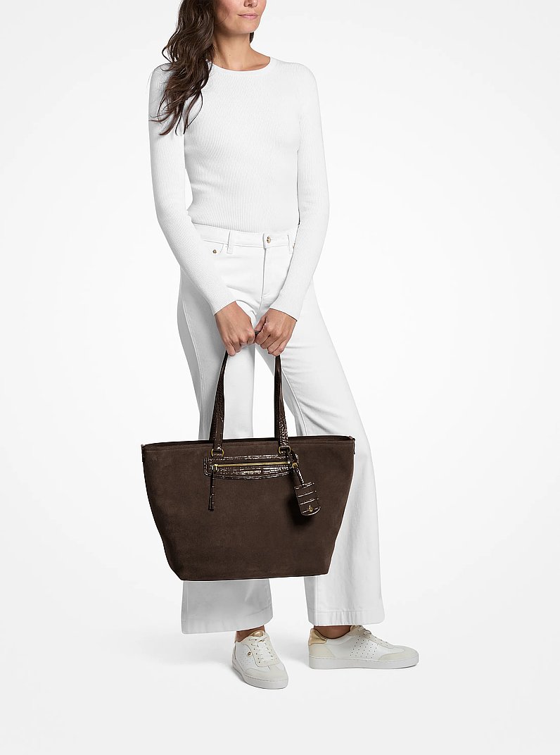 Jet Set Travel Extra-Large Suede Tote Bag in CHOCOLATE | Michael Kors