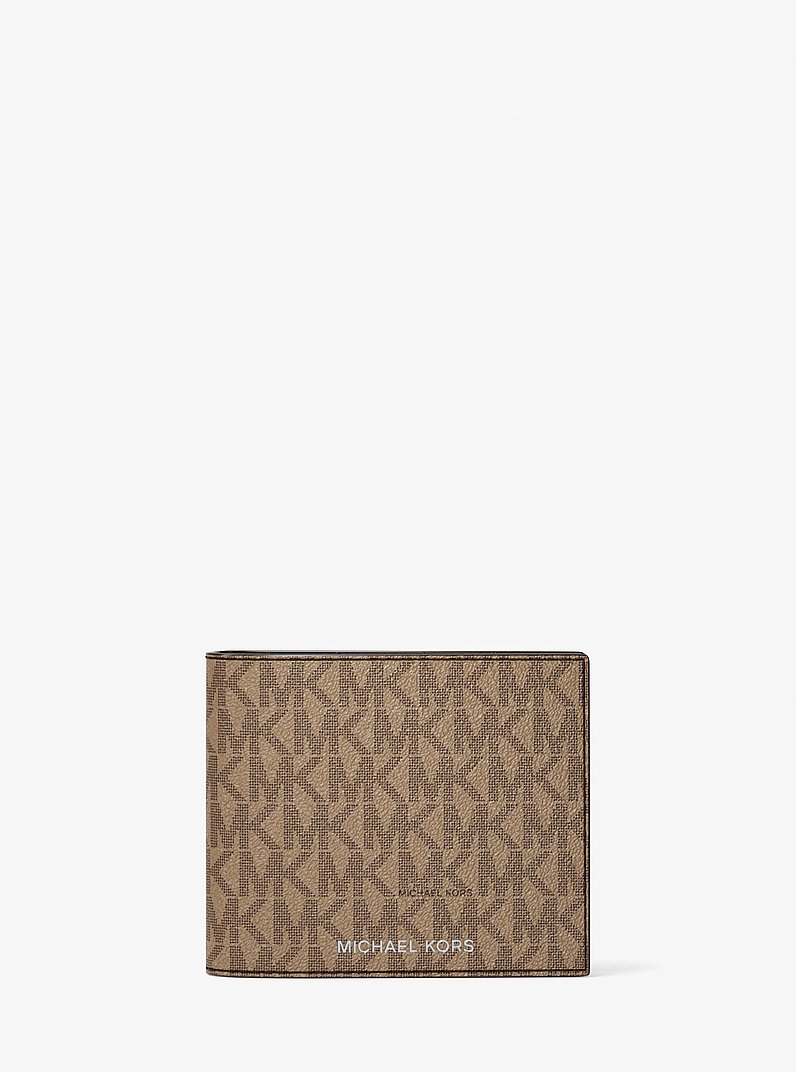 Cooper Logo Billfold Wallet With Passcase in CAMEL | Michael Kors