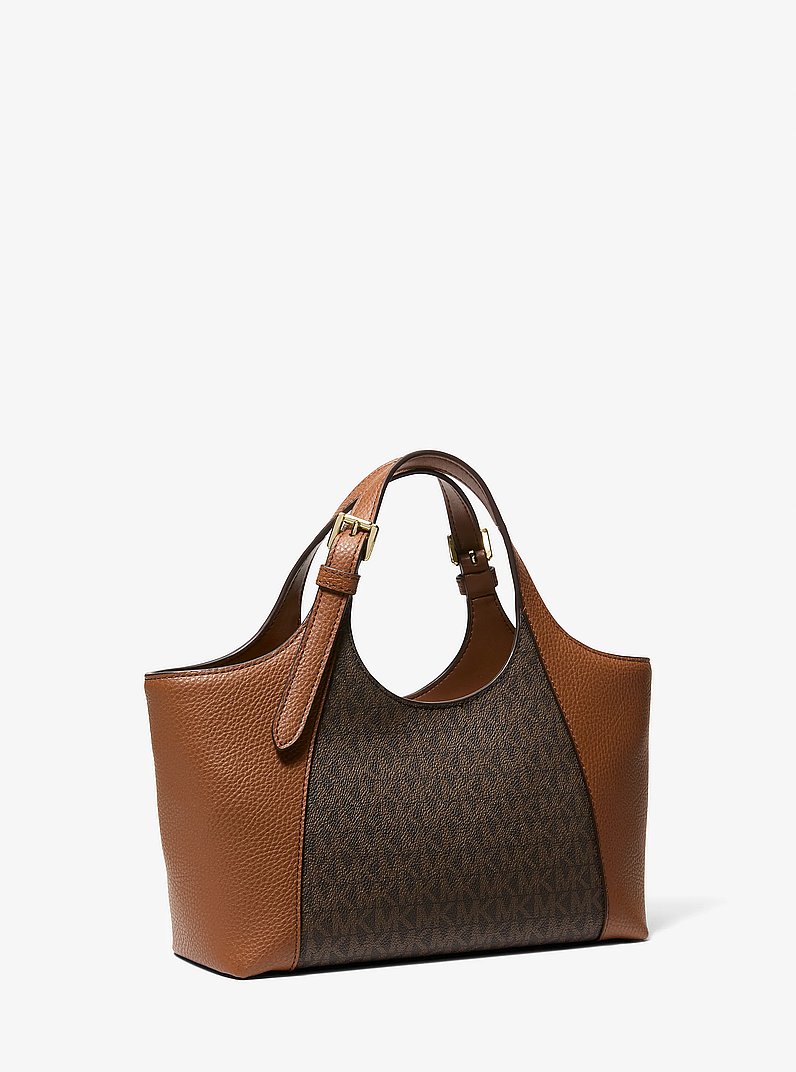 Bernie Small Signature Logo Satchel in BROWN | Michael Kors