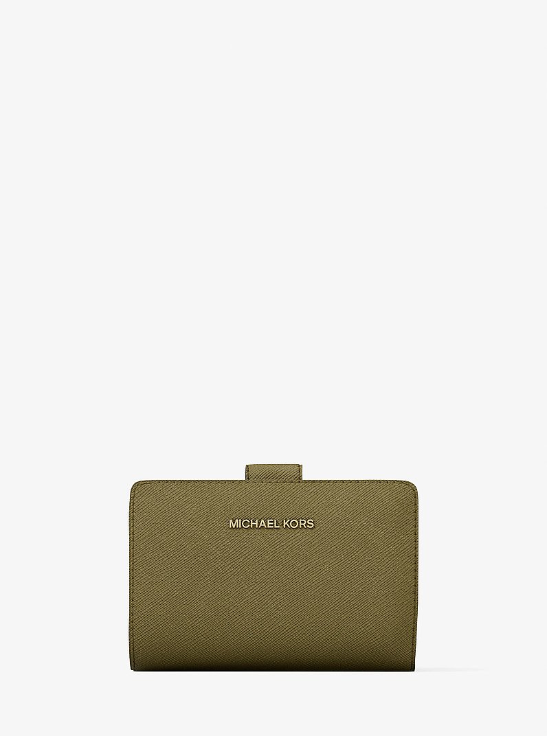Cartera mediana de piel de grano cruzado in OREGANO | Michael Kors