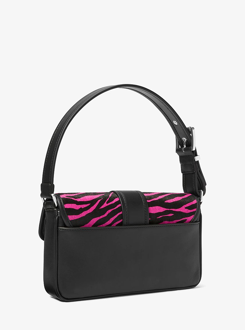 Colby Medium Zebra Print Calf Hair Shoulder Bag in CERISE MULTI | Michael Kors