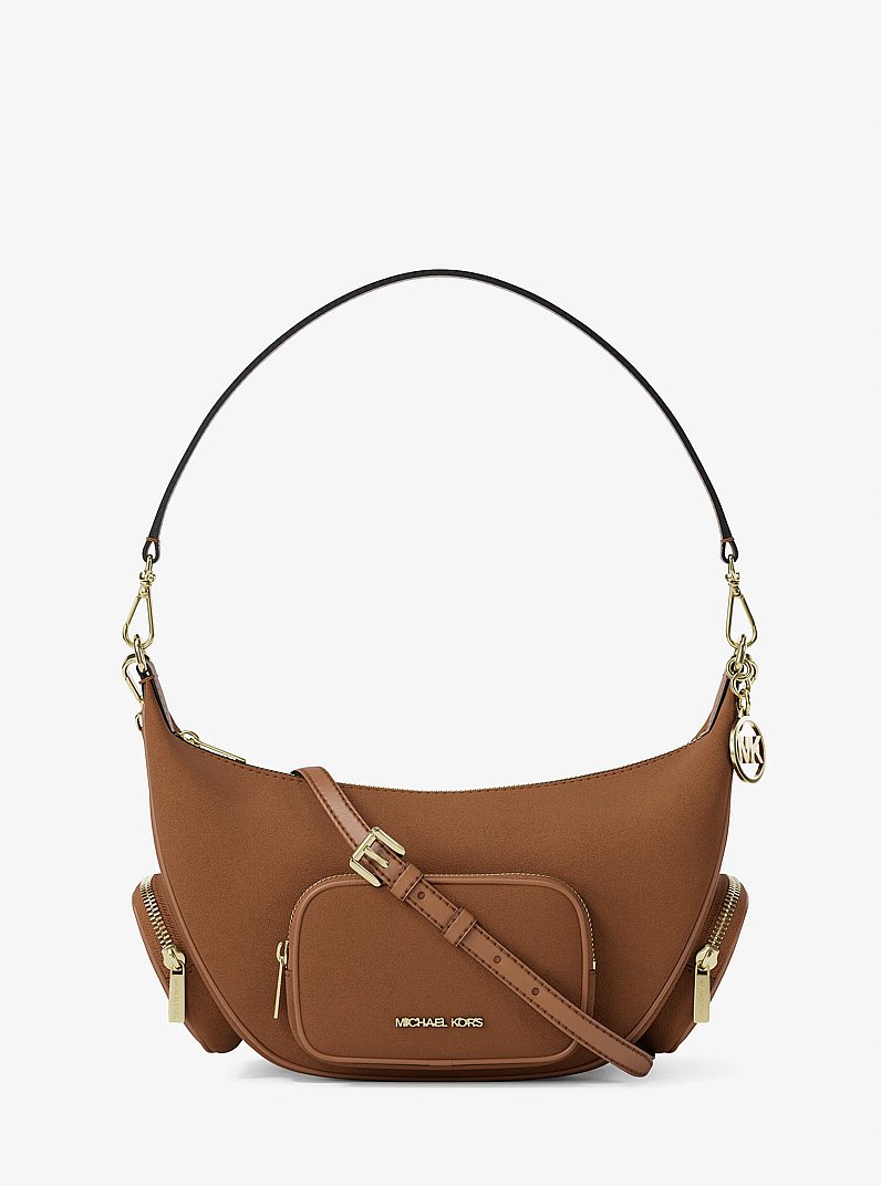 Merritt Medium Suede Convertible Shoulder Bag in LUGGAGE | Michael Kors