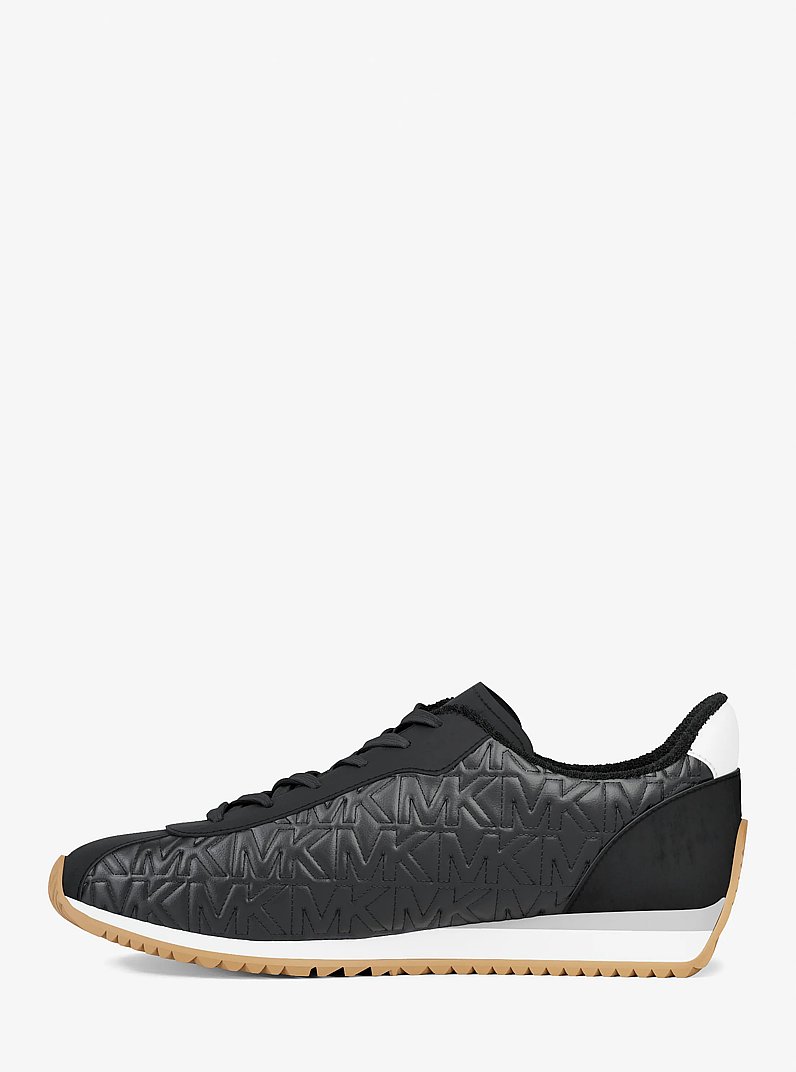 Rhodes Quilted Logo Leather Trainer in BLACK | Michael Kors