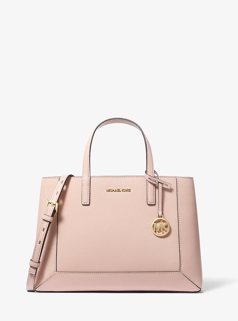 Sallie Medium Saffiano Leather Satchel in SOFT PINK | Michael Kors