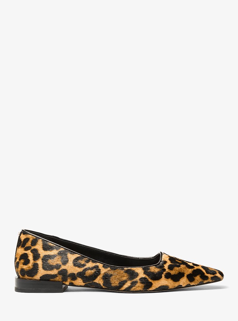 Darrah Leopard Print Calf Hair Ballet Flat in MARIGOLD | Michael Kors
