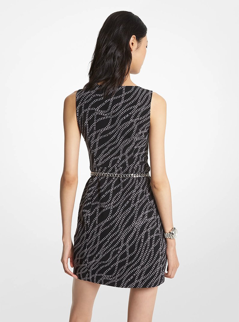 Minivestido de sarga el&aacute;stica con estampado status in NEGRO/PLATEADO | Michael Kors
