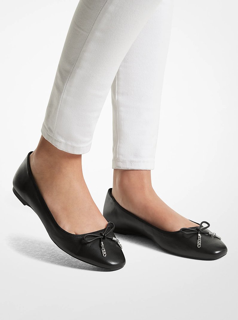 Nori Leather Ballet Flat in BLACK | Michael Kors