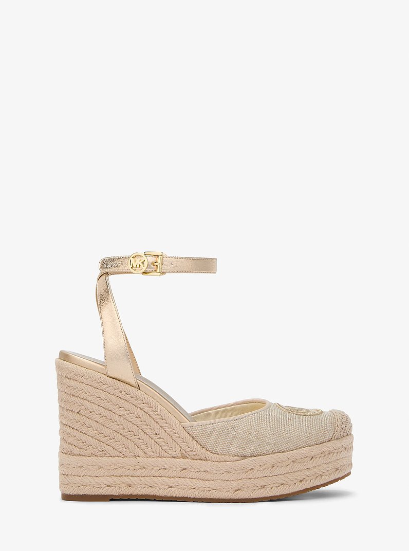 Larissa Metallic Canvas Espadrille Wedge in PALE GOLD | Michael Kors