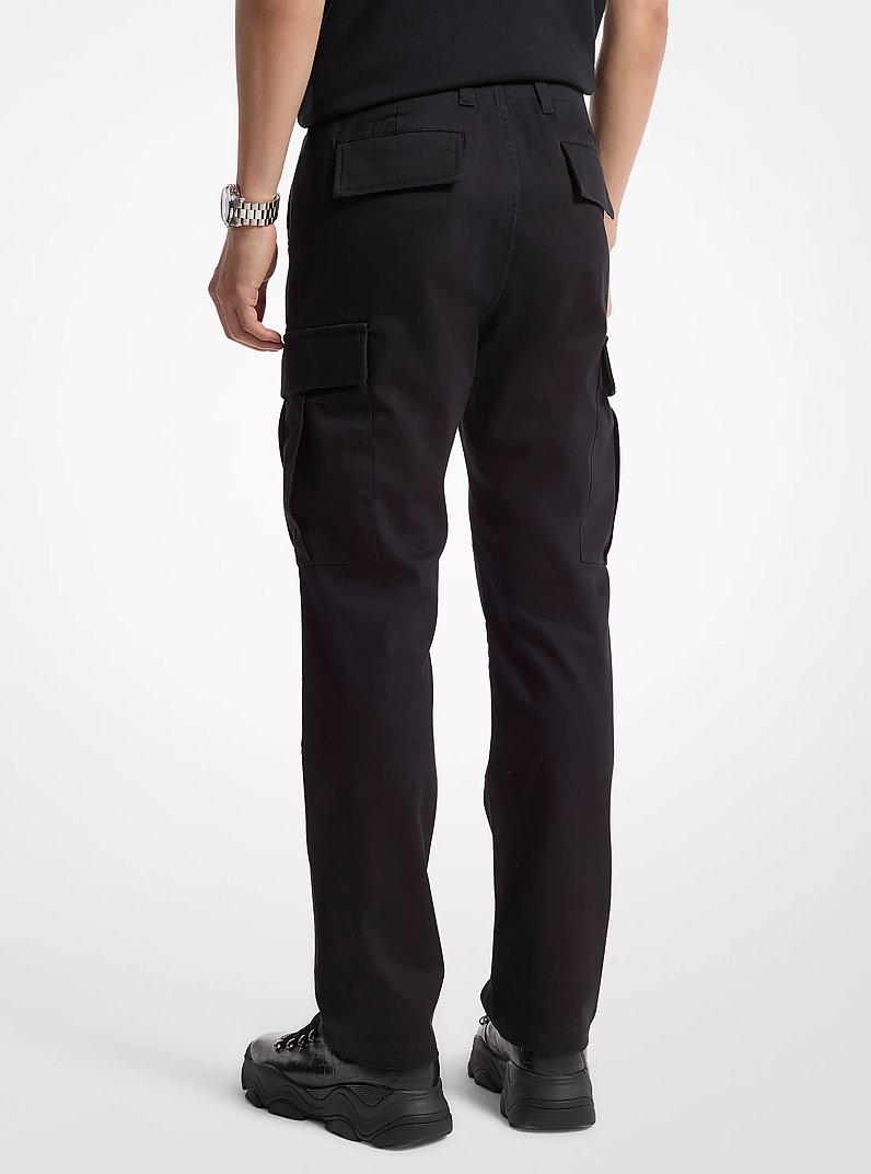 Slim-Fit Cotton Blend Sateen Cargo Pants in BLACK | Michael Kors