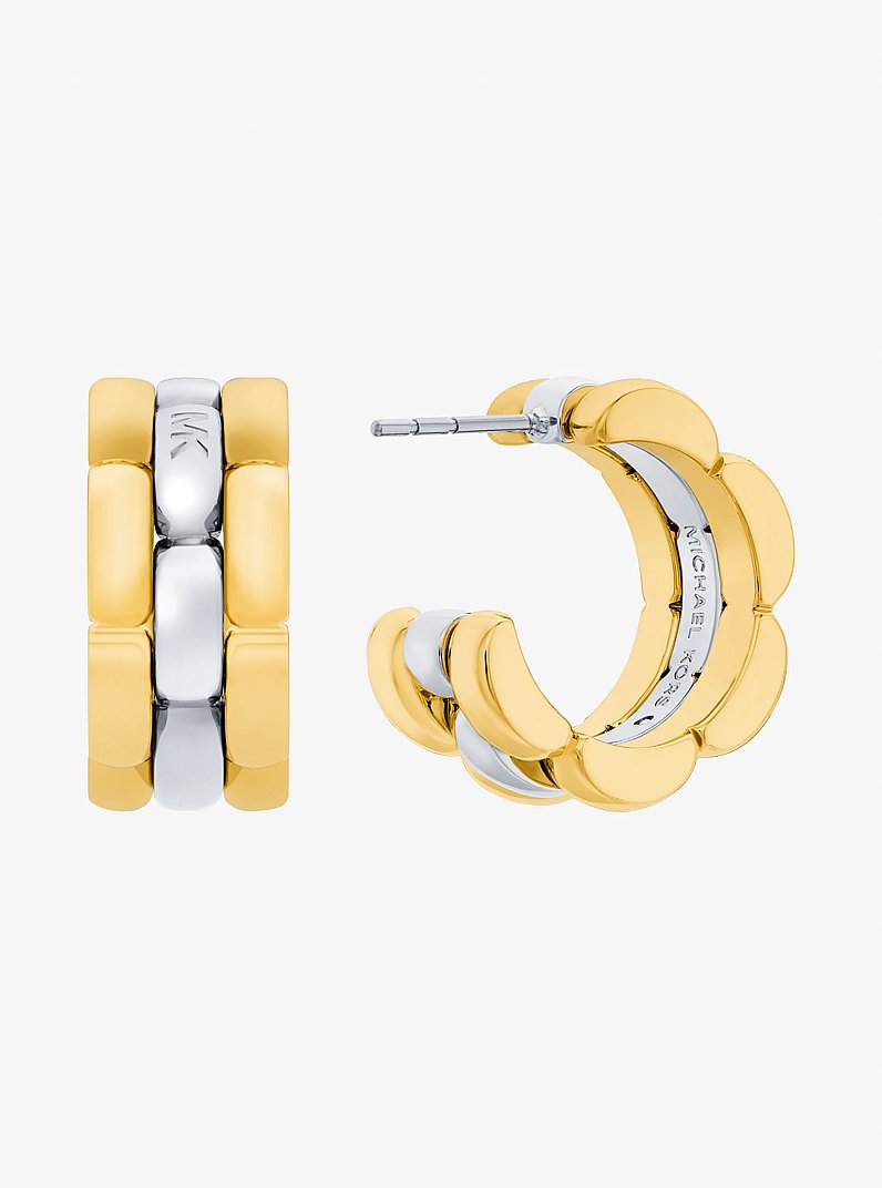 Two-Tone 3-Link Huggie Earrings in TWO TONE | Michael Kors