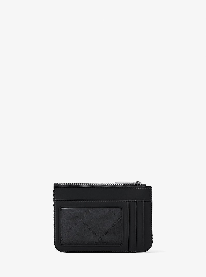 Porte-cartes Jet Set Travel tiss&eacute; &agrave; motif pied-de-poule in NOIR/CR&Egrave;ME CLAIRE | Michael Kors