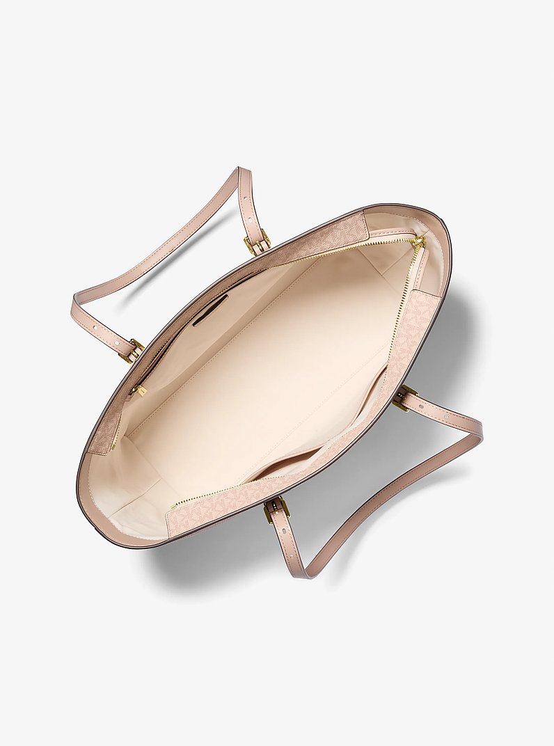 Quinn Large Signature Logo and Leather Tote Bag in BALLET | Michael Kors